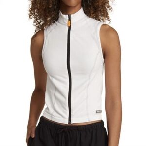 IETS FRANS Seamless Mock Neck Rib Zip Tank, White